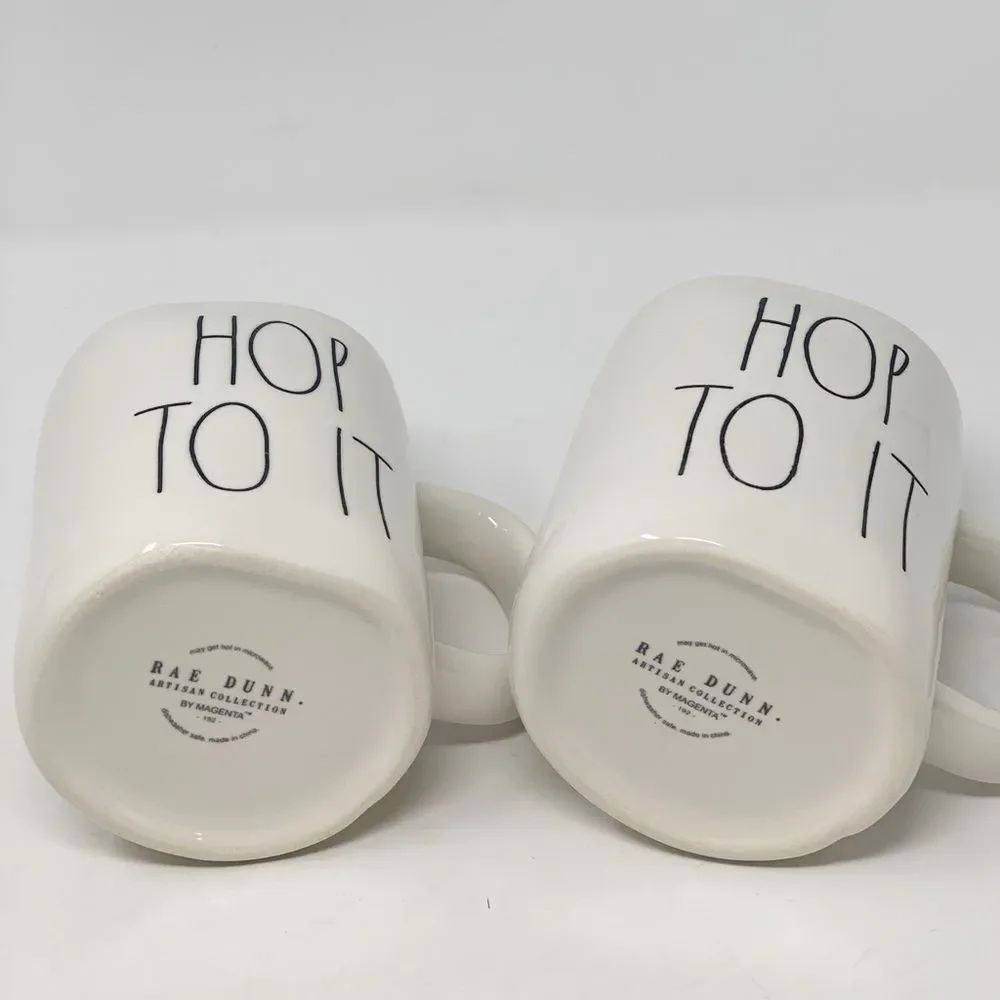 Rae Dunn Hop To It 2 Pack Mugs Easter NEW